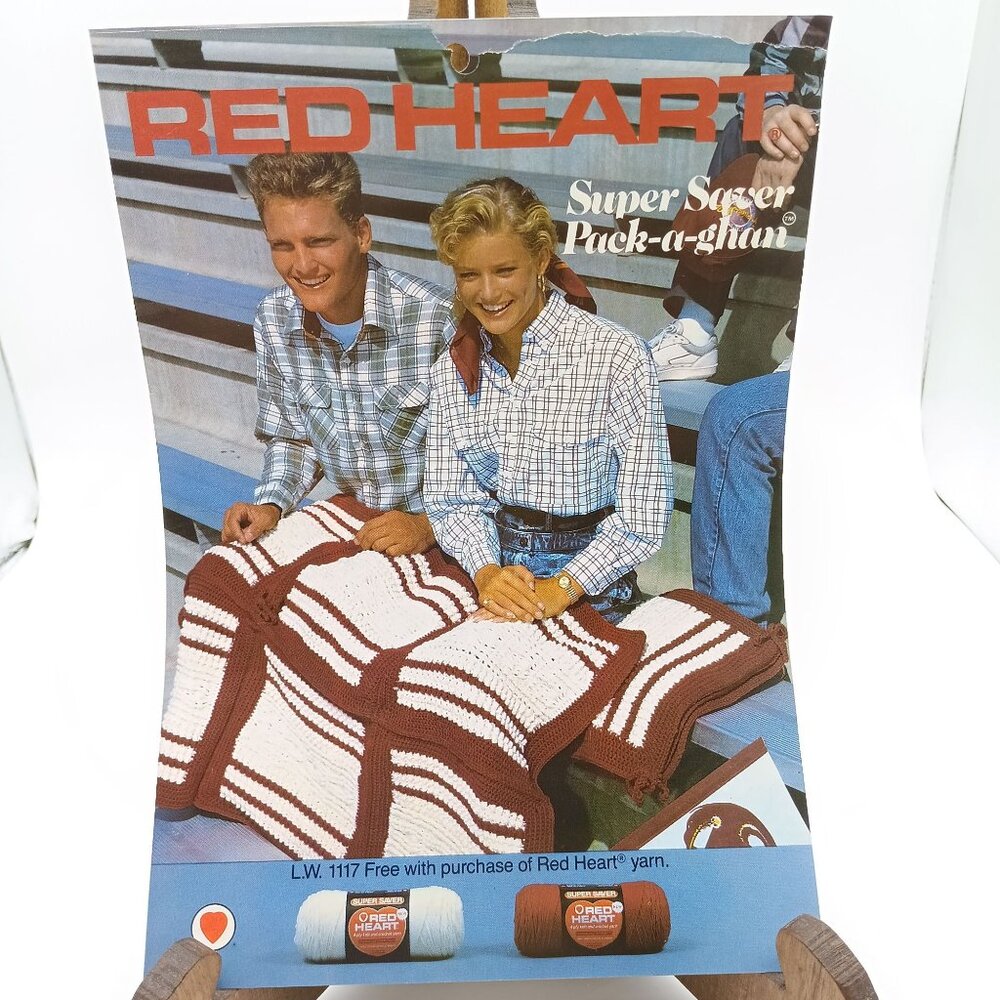 Vintage Red Heart Crochet Pattern and Instructions, Super Saver Pack A Ghan 1990